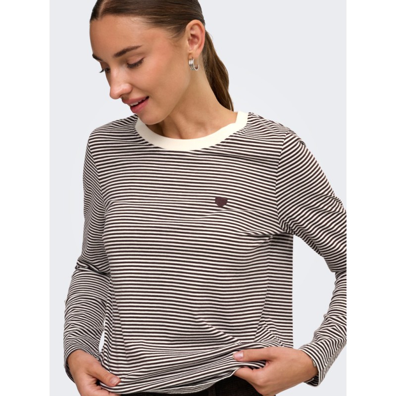 JDY Pisa langærmet print bluse - Cloud Dancer COFFEE BEAN