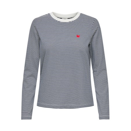 JDY Pisa langærmet print bluse - Cloud Dancer / Sky Captain