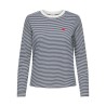 JDY Pisa langærmet print bluse - Cloud Dancer / Sky Captain