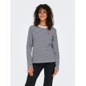 JDY Pisa langærmet print bluse - Cloud Dancer / Sky Captain