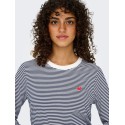 JDY Pisa langærmet print bluse - Cloud Dancer / Sky Captain
