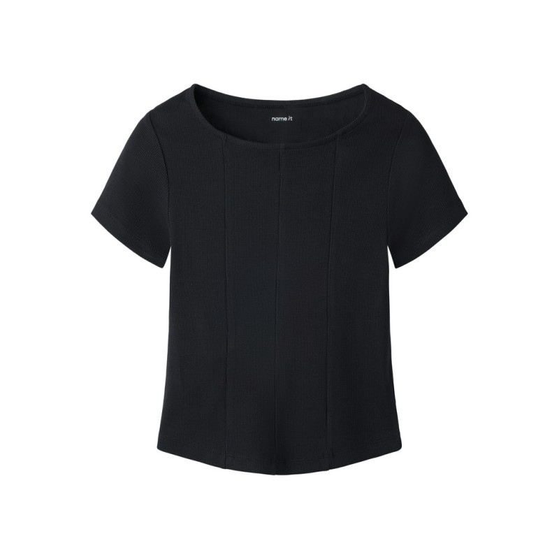 NAME IT Kids Lena kortærmet slim top - Black Beauty