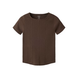 NAME IT Kids Lena kortærmet slim top - Chocolate Brown