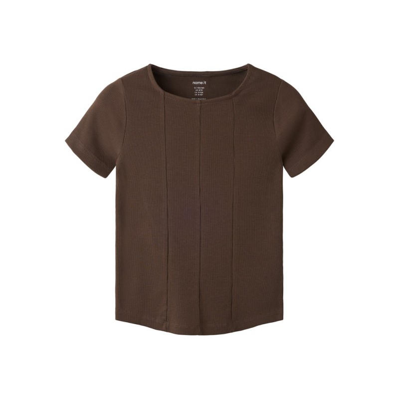 NAME IT Kids Lena kortærmet slim top - Chocolate Brown