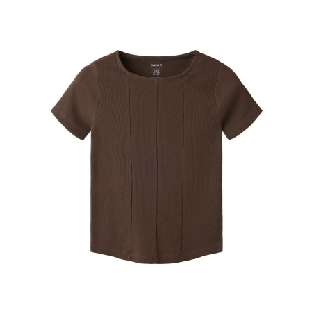 NAME IT Kids Lena kortærmet slim top - Chocolate Brown