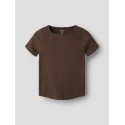 NAME IT Kids Lena kortærmet slim top - Chocolate Brown