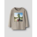 NAME IT Mini Voto langærmet bluse - Vintage Khaki DINO MOTORCYCLE