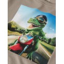 NAME IT Mini Voto langærmet bluse - Vintage Khaki DINO MOTORCYCLE