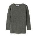 NAME IT Mini Wax uld rib langærmet bluse - Mulled Basil