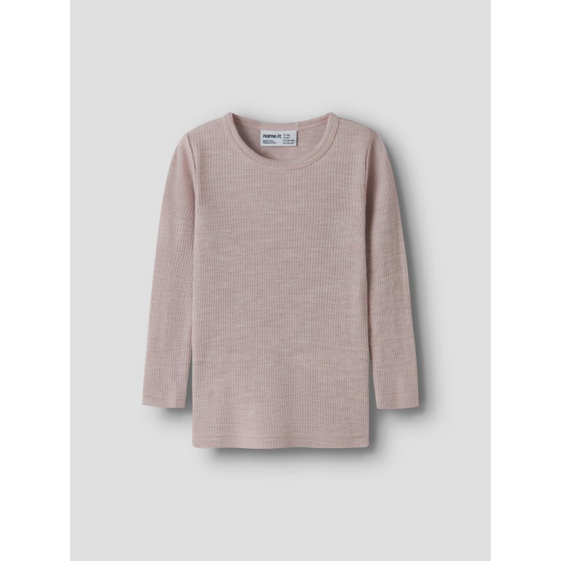 NAME IT Mini Wax uld rib langærmet bluse - Violet Ice