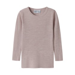 NAME IT Mini Wax uld rib langærmet bluse - Violet Ice