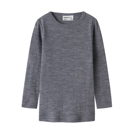 NAME IT Mini Wax uld rib langærmet bluse -  Folkstone Gray
