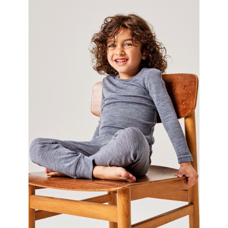 NAME IT Mini Wax uld rib langærmet bluse -  Folkstone Gray