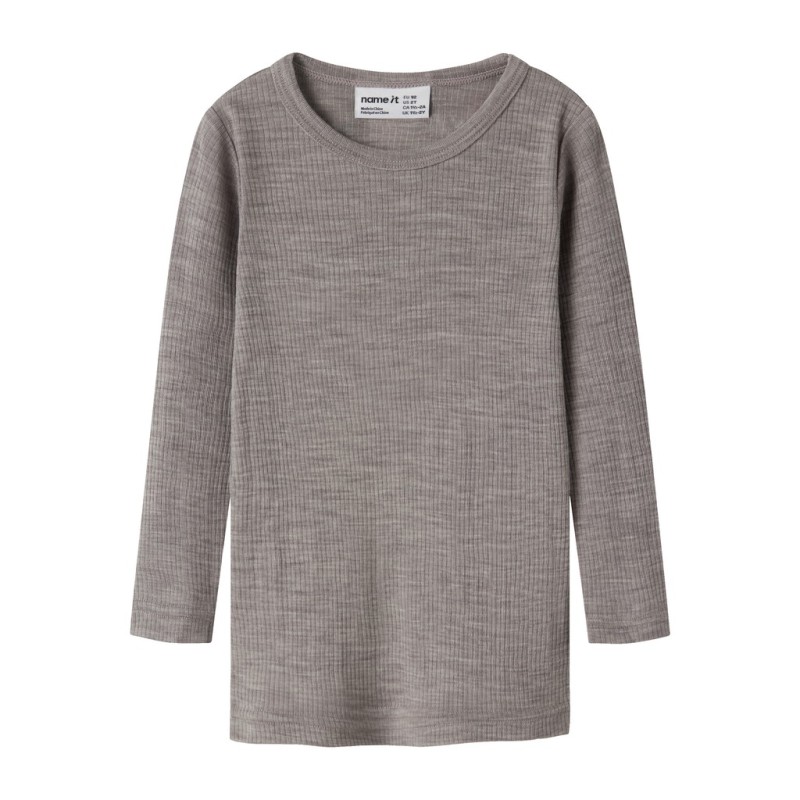 NAME IT Mini Wax uld rib langærmet bluse - Satellite