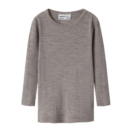NAME IT Mini Wax uld rib langærmet bluse - Satellite