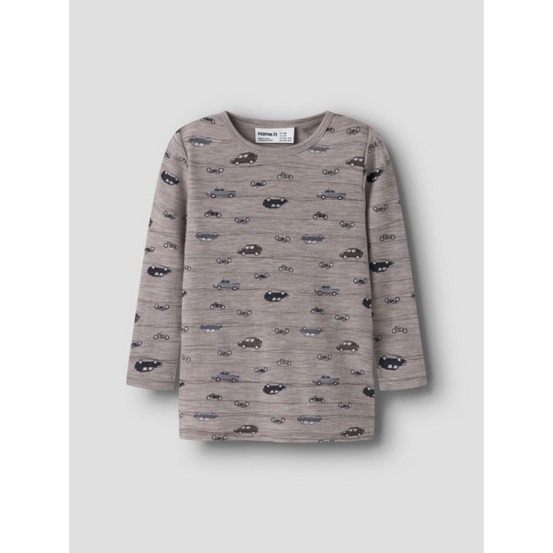 NAME IT Mini Wang uld rib langærmet bluse - Satellite