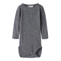 NAME IT BABY Wax langærmet uld bodystocking - Folkstone Gray