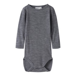 NAME IT BABY Wax langærmet uld bodystocking - Folkstone Gray