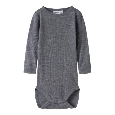 NAME IT BABY Wax langærmet uld bodystocking - Folkstone Gray