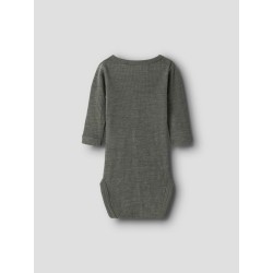 NAME IT BABY Wax langærmet uld bodystocking - Mulled Basil