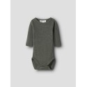 NAME IT BABY Wax langærmet uld bodystocking - Mulled Basil