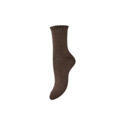 PIECES Sebby glitter strømper - Hot Fudge/Lurex