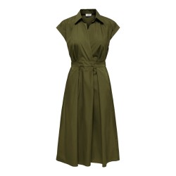 JDY Willy Kortærmet midi kjole - Dark OLive