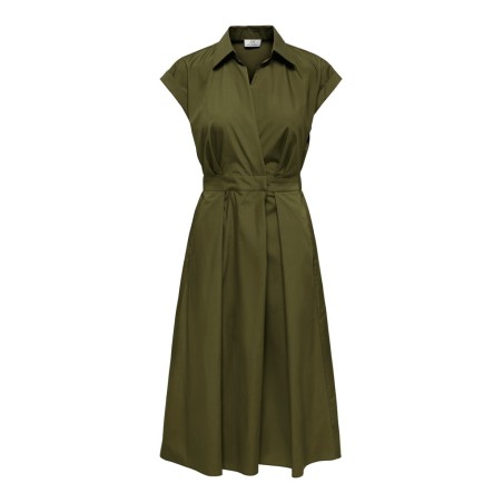 JDY Willy Kortærmet midi kjole - Dark OLive