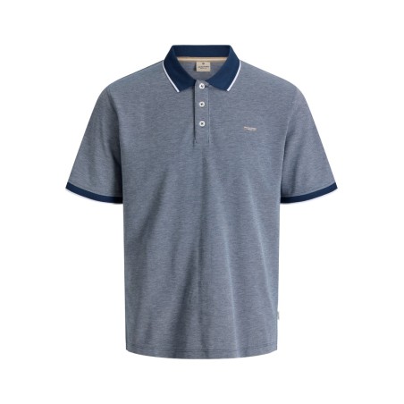 JACK & JONES PLUS Blualves Kortærmet polo - Insignia Blue/ White Melange
