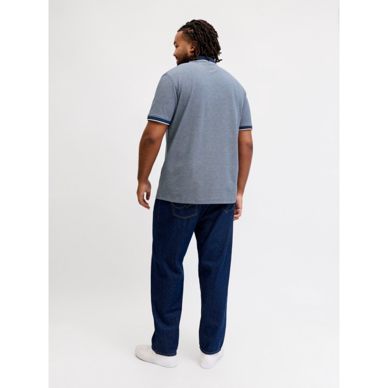 JACK & JONES PLUS Blualves Kortærmet polo - Insignia Blue/ White Melange