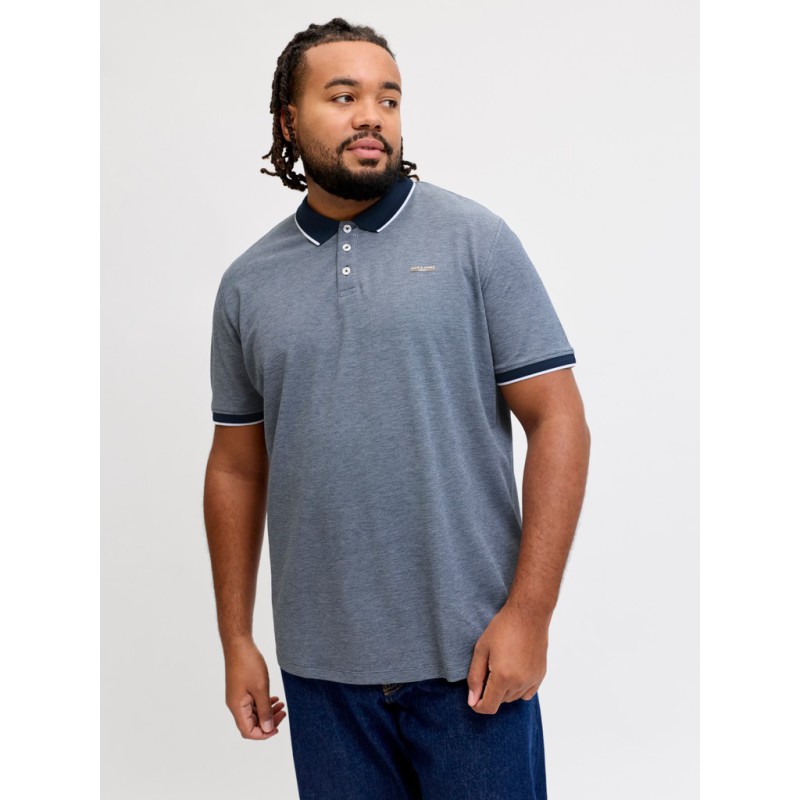 JACK & JONES PLUS Blualves Kortærmet polo - Insignia Blue/ White Melange