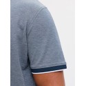 JACK & JONES PLUS Blualves Kortærmet polo - Insignia Blue/ White Melange