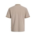JACK & JONES PLUS Blualves Kortærmet polo - Petrified Oak/ White Melange