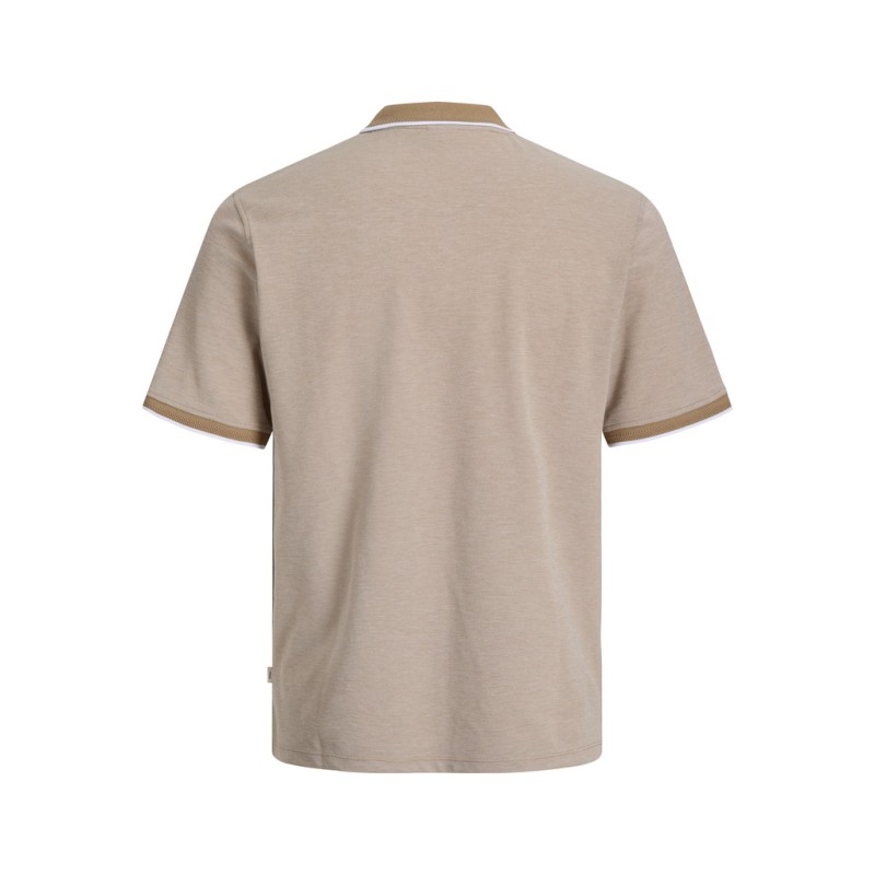JACK & JONES PLUS Blualves Kortærmet polo - Petrified Oak/ White Melange