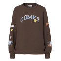PIECES Dinna langærmet oversized sweatshirt - Hot Fudge