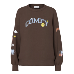 PIECES Dinna langærmet oversized sweatshirt - Hot Fudge