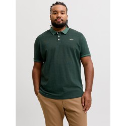 JACK & JONES PLUS Blualves Kortærmet polo - Pineneedle Black Melange/ Sort meleret