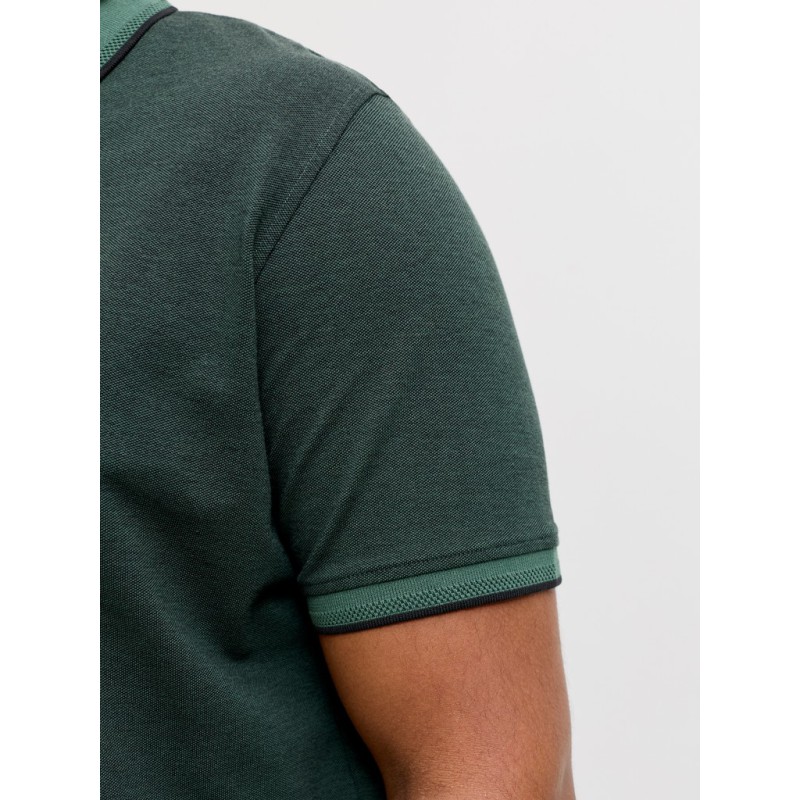 JACK & JONES PLUS Blualves Kortærmet polo - Pineneedle Black Melange/ Sort meleret