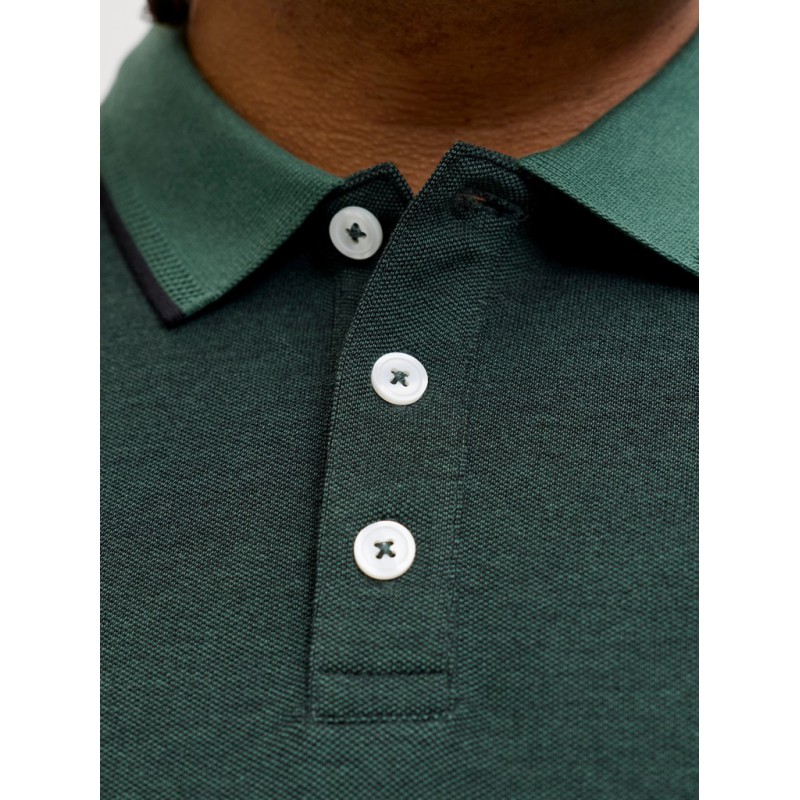JACK & JONES PLUS Blualves Kortærmet polo - Pineneedle Black Melange/ Sort meleret