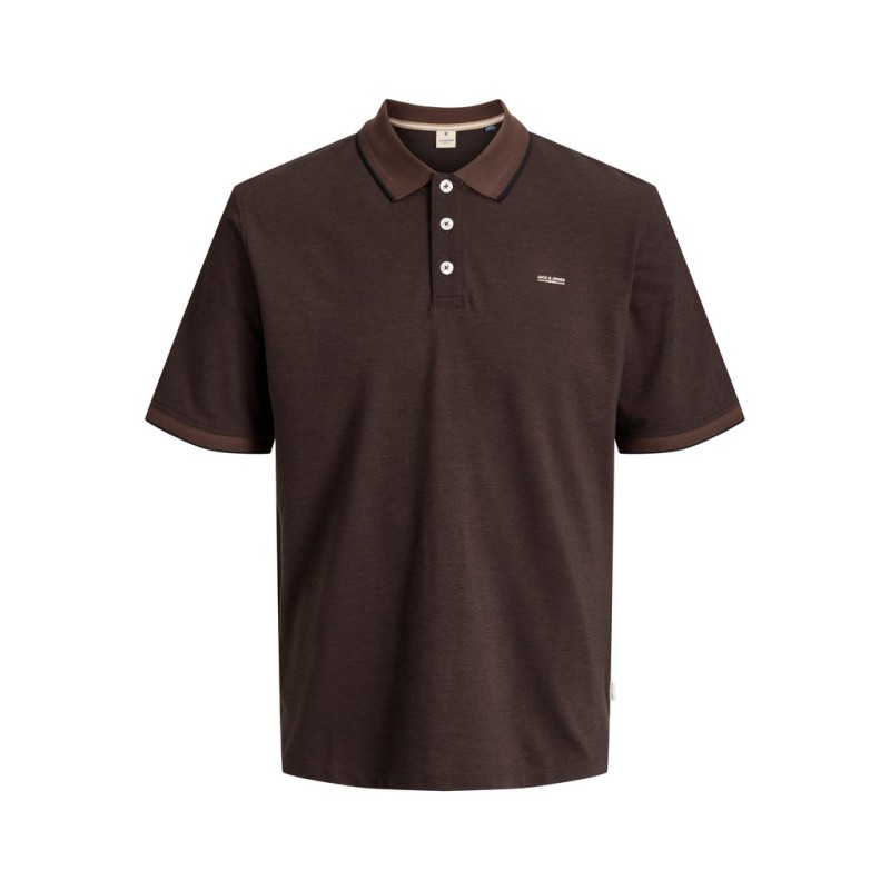JACK & JONES PLUS Blualves Kortærmet polo - Hot Fudge/ Black Melange