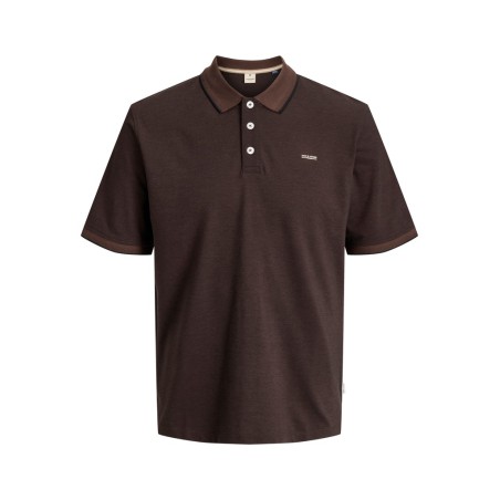 JACK & JONES PLUS Blualves Kortærmet polo - Hot Fudge/ Black Melange