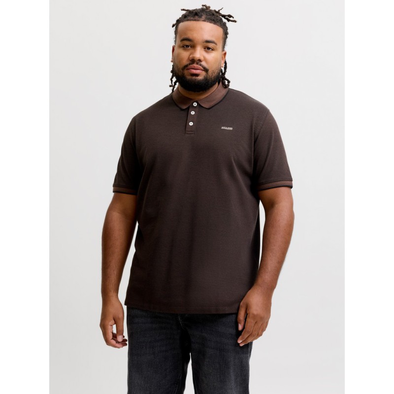 JACK & JONES PLUS Blualves Kortærmet polo - Hot Fudge/ Black Melange