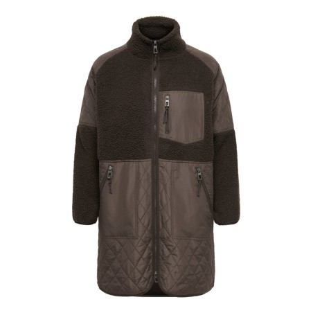 ONLY CARMAKOMA Ohio quiltet mix fleece jakke - Chocolate Martini
