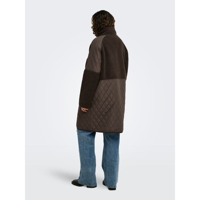 ONLY CARMAKOMA Ohio quiltet mix fleece jakke - Chocolate Martini