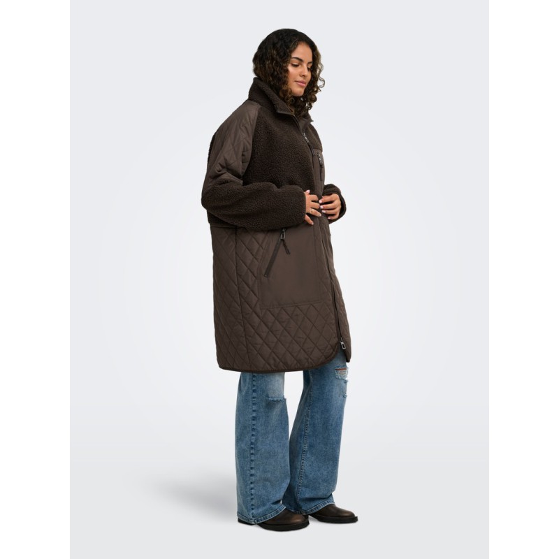 ONLY CARMAKOMA Ohio quiltet mix fleece jakke - Chocolate Martini