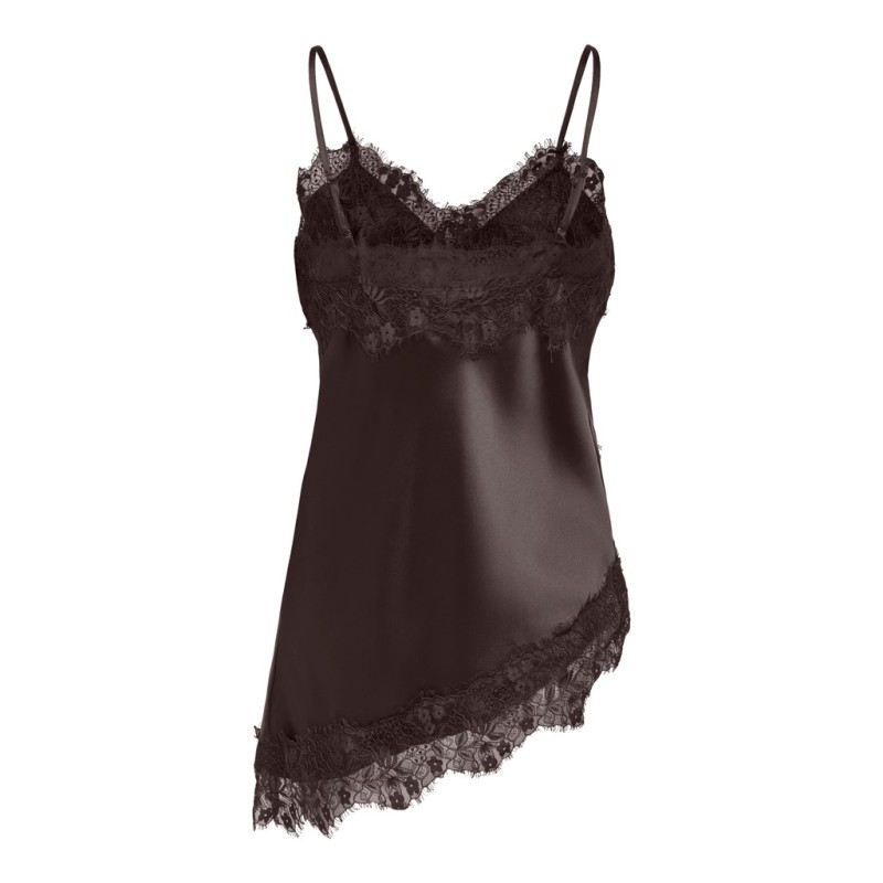 ONLY LINDA Indona satin lace singlet - Chocolate Torte