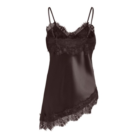 ONLY LINDA Indona satin lace singlet - Chocolate Torte