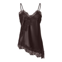 ONLY LINDA Indona satin lace singlet - Chocolate Torte