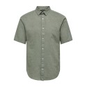 ONLY & SONS Caiden S/S Hør Skjorte - Swamp