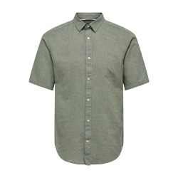 ONLY & SONS Caiden S/S Hør Skjorte - Swamp
